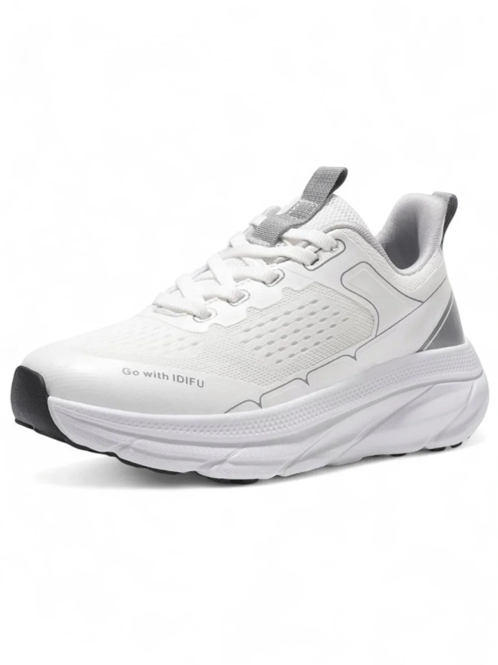 White Athletic Trainer Sneakers with Grey Accents